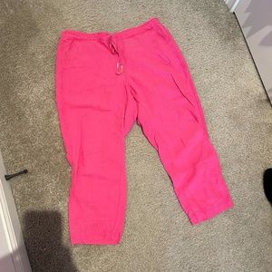 Pink Linen Cropped Pants from J.Crew